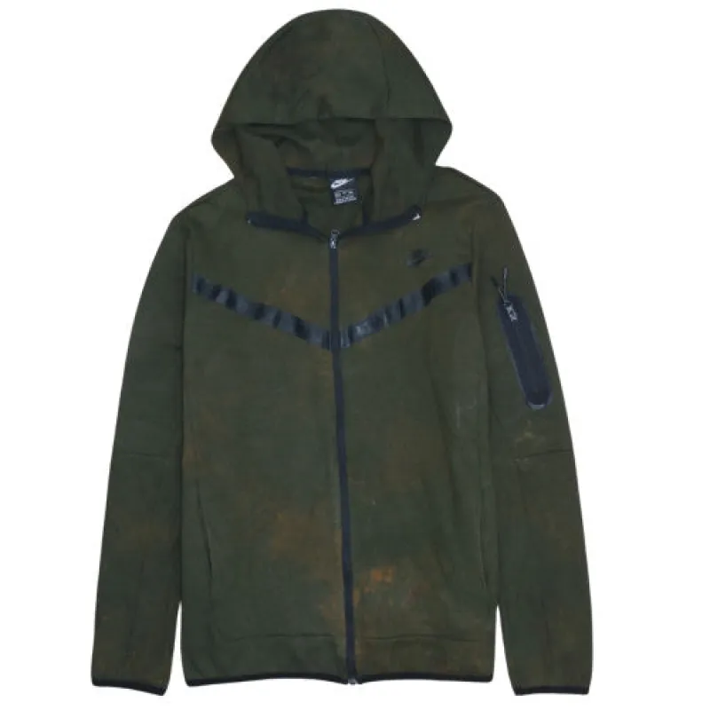 Nike Dark Green Hoodie Men's XXLarge Full Zip Arm Pocket Chevron Tape Casual Sweatshirt sold by Vintage Club