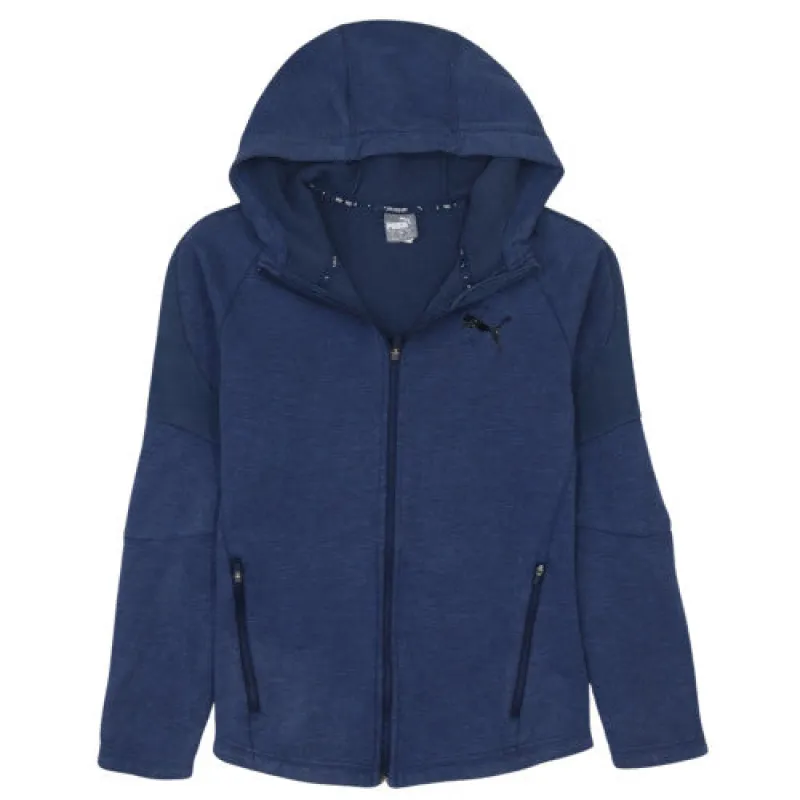 Puma Navy Blue Full Zip Hoodie Men's Small Printed Chest Logo Zip Pockets Sweatshirt sold by Vintage Club