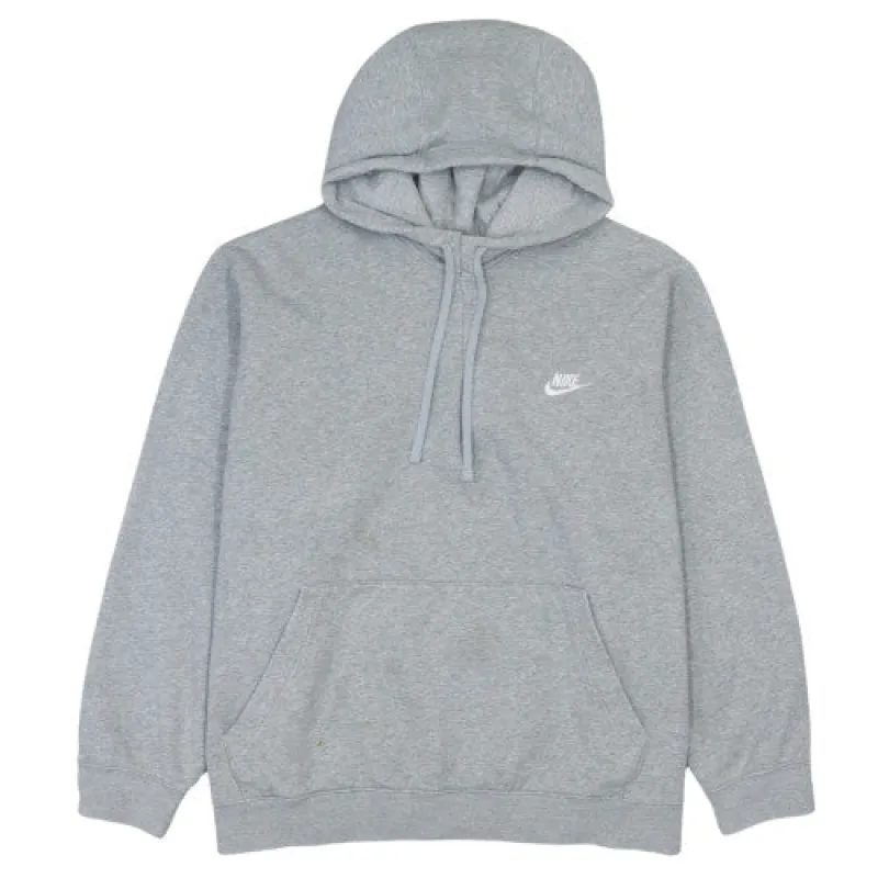 Nike Light Grey Hoodie Men's XXLarge Embroidered Swoosh Logo Kangaroo Pocket Pullover Sweatshirt sold by Vintage Club