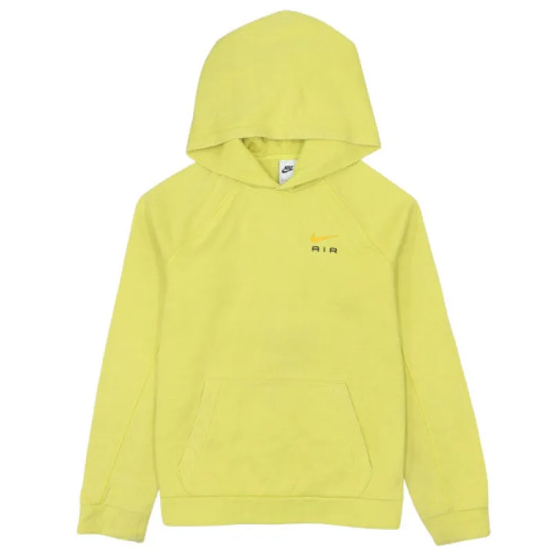 Nike Yellow Hoodie Women’s XLarge Printed Air Logo Kangaroo Pocket Pullover Sweatshirt made by Nike