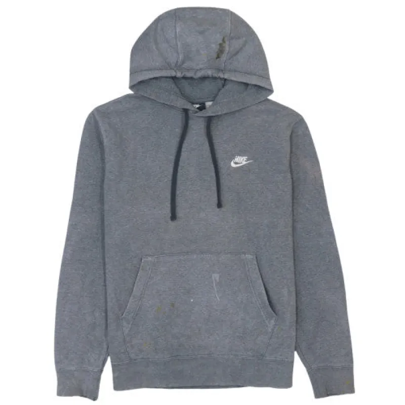 Nike Grey Hoodie Men's Medium Embroidered Swoosh Logo Kangaroo Pocket Pullover Sweatshirt sold by Vintage Club