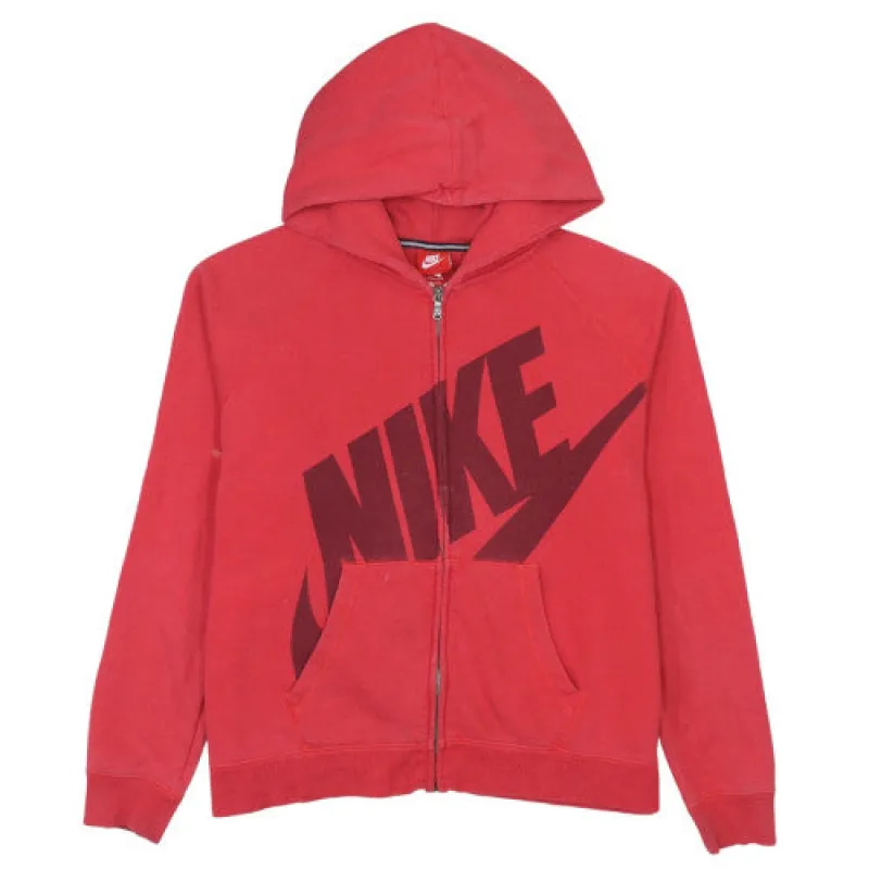 Nike Red Full Zip Hoodie Men's XLarge Printed Big Logo Kangaroo Pocket Sweatshirt made by Nike