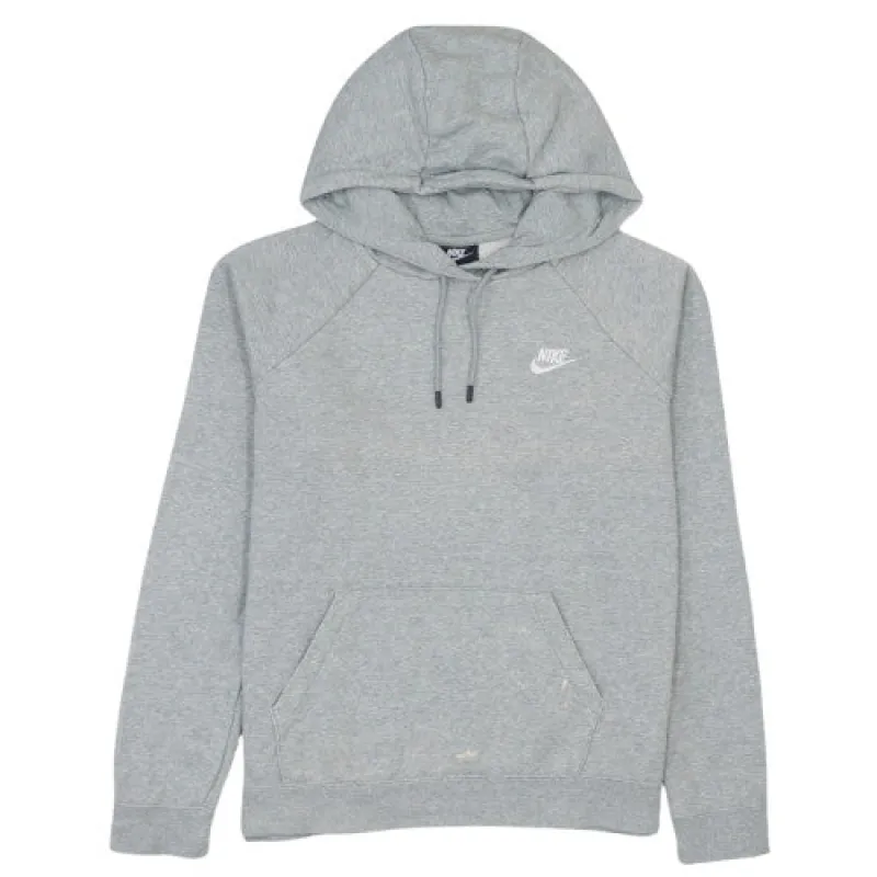 Nike Grey Pullover Hoodie Men's Medium Embroidered Swoosh Kangaroo Pocket Sweatshirt made by Nike