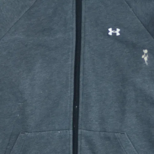 Under Armour Dark Grey Hoodie Men's Medium Full Zip Logo Tape Sleeves Fleece Sweatshirt sold by Vintage Club product image thumbnail 4