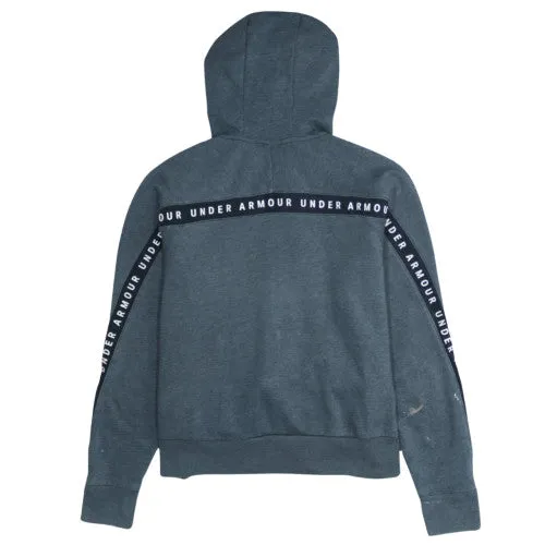 Under Armour Dark Grey Hoodie Men's Medium Full Zip Logo Tape Sleeves Fleece Sweatshirt sold by Vintage Club product image thumbnail 2
