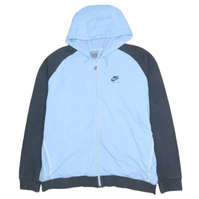 Nike Light Blue Full Zip Hoodie Men's XXLarge Nike Air Logo Contrast Sleeves Sweatshirt sold by Vintage Club