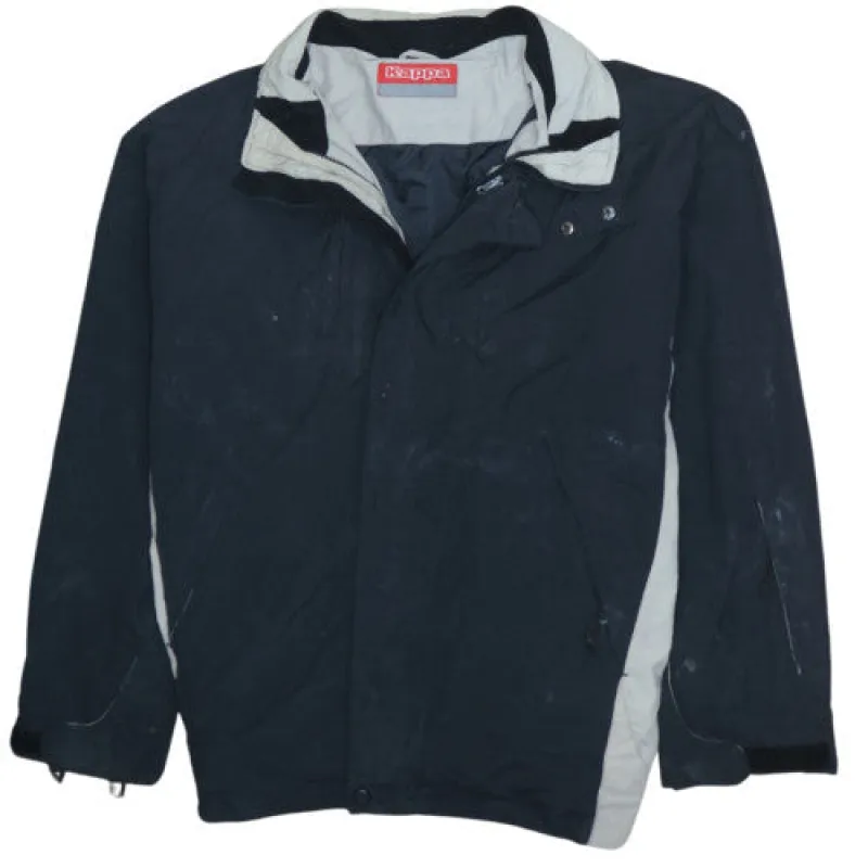 Kappa Black Windbreaker Jacket Men's XXLarge Zip Pockets Colour Block Outerwear Track Top sold by Vintage Club