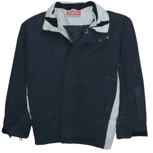 Kappa Black Windbreaker Jacket Men's XXLarge Zip Pockets Colour Block Outerwear Track Top sold by Vintage Club