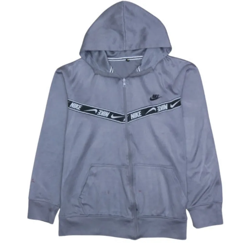 Nike Grey Full Zip Hoodie Men’s Medium Tape Logo Pockets Hooded Sweatshirt made by Nike