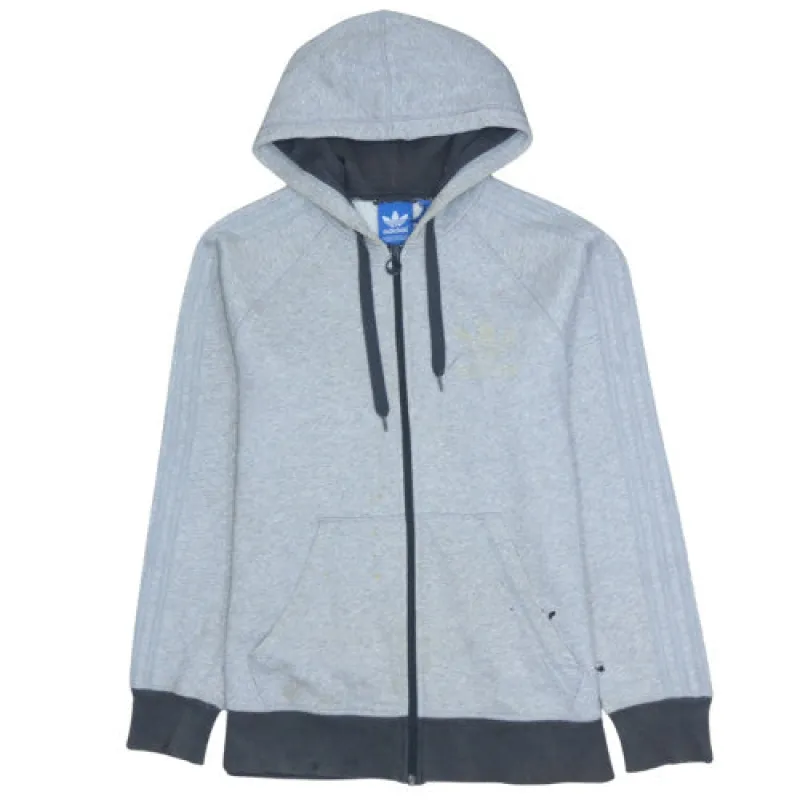Adidas Grey Full Zip Hoodie Men's Medium Trefoil Logo Three Stripe Sleeves Sweatshirt sold by Vintage Club