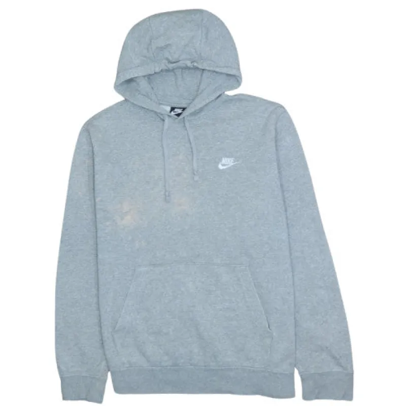 Nike Light Grey Hoodie Men's Medium Embroidered Swoosh Logo Kangaroo Pocket Pullover Sweatshirt sold by Vintage Club