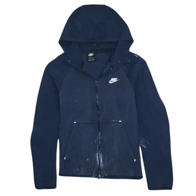 Nike Navy Blue Full Zip Hoodie Men’s XSmall Embroidered Swoosh Logo Kangaroo Pockets Sweatshirt sold by Vintage Club