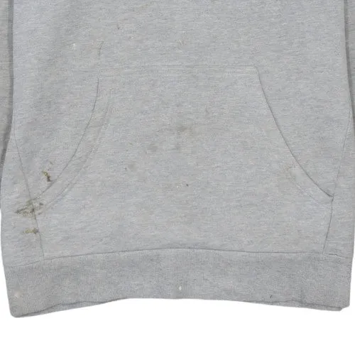 Adidas Grey Hoodie Men's Large Blue Printed Logo Kangaroo Pocket Pullover Sweatshirt sold by Vintage Club product image thumbnail 5