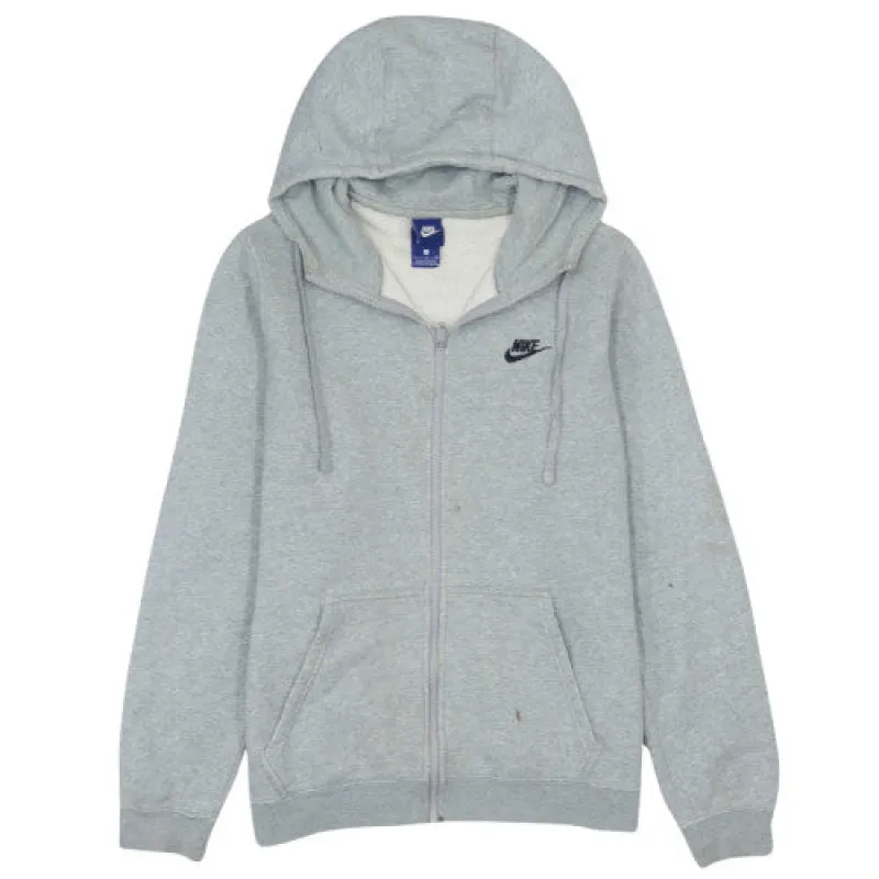 Nike Grey Zip Hoodie Men's Small Embroidered Swoosh Logo Split Kangaroo Pocket Sweatshirt sold by Vintage Club