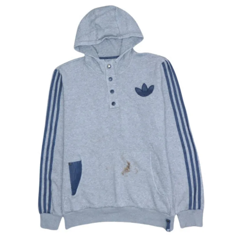 Adidas Light Grey Hoodie Men's Medium Three Stripe Sleeves Trefoil Logo Pullover Sweatshirt made by Adidas