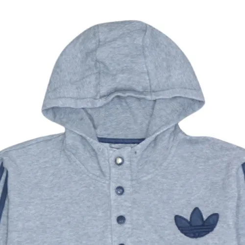 Adidas Light Grey Hoodie Men's Medium Three Stripe Sleeves Trefoil Logo Pullover Sweatshirt sold by Vintage Club product image thumbnail 3