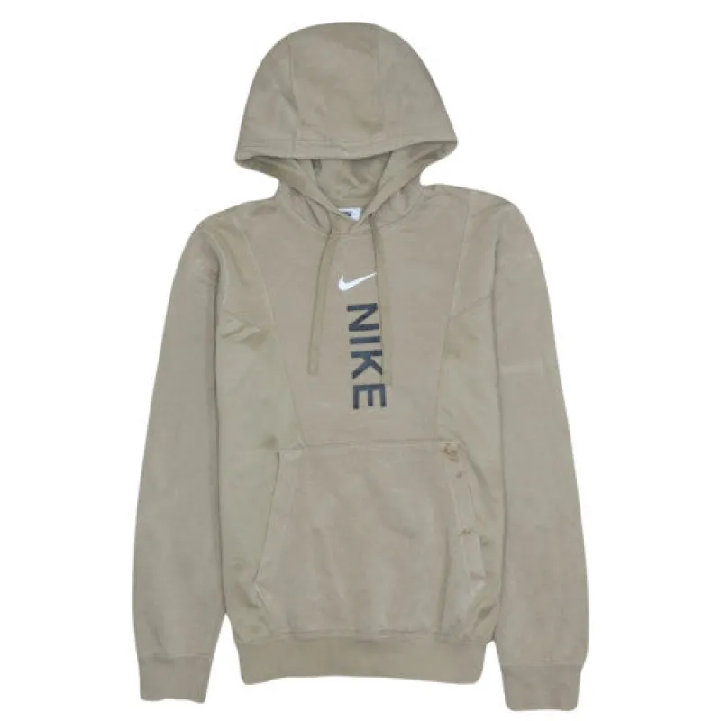 Nike Beige Cream Hoodie Men's XSmall Printed Swoosh Logo Kangaroo Pocket Pullover Sweatshirt sold by Vintage Club