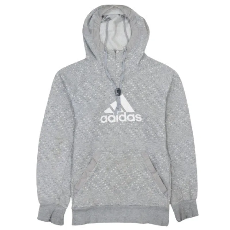 Adidas Grey Hoodie Men's Medium Printed Logo Drawstring Hood Kangaroo Pocket Sweatshirt sold by Vintage Club