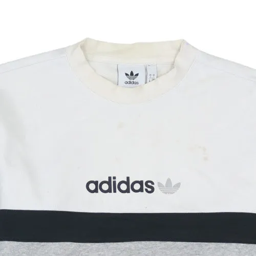 Adidas Grey Colourblock Sweatshirt Men's Small Printed Trefoil Logo Crewneck Pullover Top sold by Vintage Club product image thumbnail 3