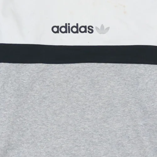 Adidas Grey Colourblock Sweatshirt Men's Small Printed Trefoil Logo Crewneck Pullover Top sold by Vintage Club product image thumbnail 4