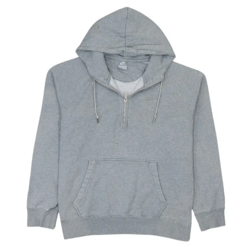 Nike Grey Half Zip Hoodie Men’s Large Embroidered Chest Logo Front Pocket Pullover Sweatshirt made by Nike