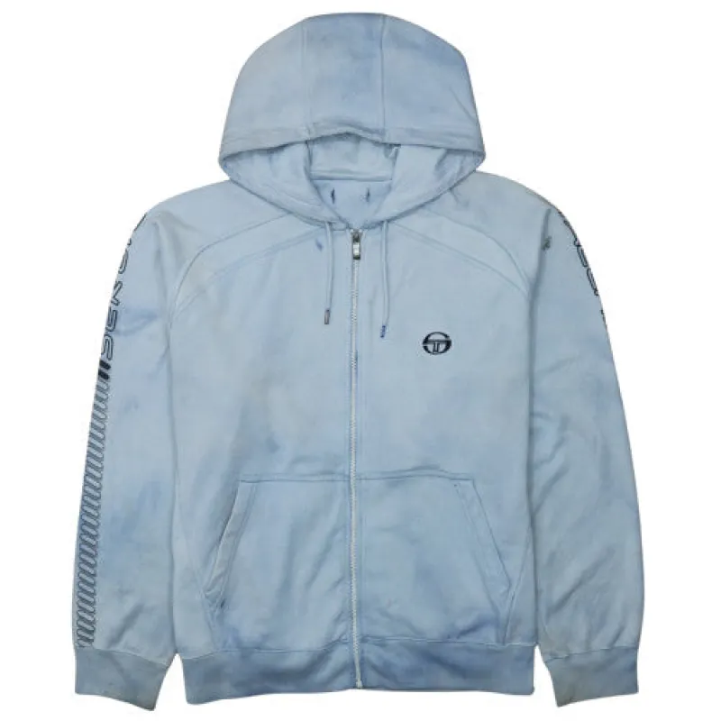Champion Light Blue Full Zip Hoodie Men's XLarge Embroidered Logo Sleeve Print Sweatshirt sold by Vintage Club