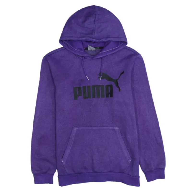 Puma Purple Hoodie Men's Small Printed Chest Logo Front Pocket Pullover Sweatshirt made by Puma