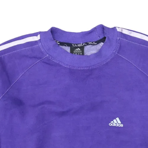 Adidas Purple Sweatshirt Women's XXL Three Stripe Sleeves Embroidered Logo Pullover Top sold by Vintage Club product image thumbnail 3