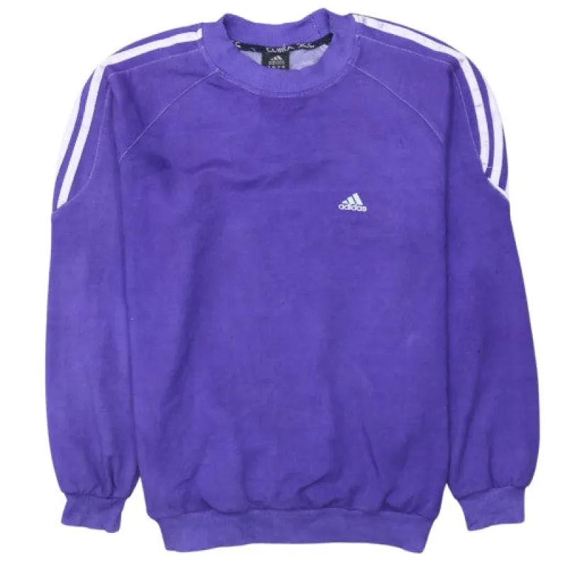 Adidas Purple Sweatshirt Women's XXL Three Stripe Sleeves Embroidered Logo Pullover Top sold by Vintage Club