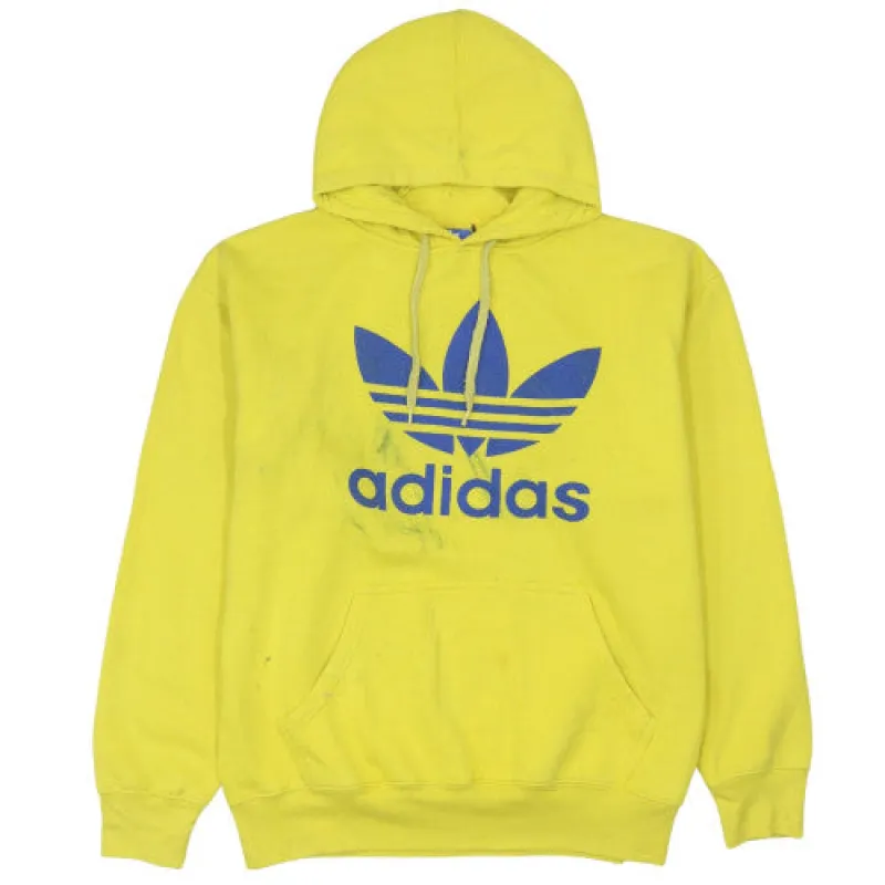 Adidas Yellow Hoodie Men’s XXLarge Printed Trefoil Logo Drawstring Pullover Sweatshirt made by Adidas