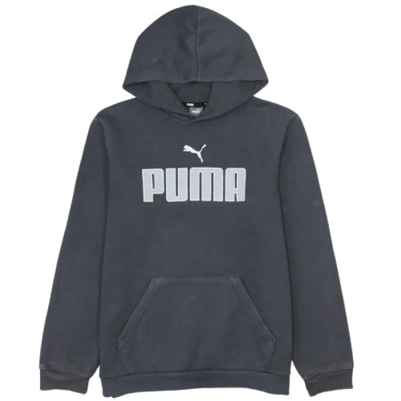 Puma Black Hoodie Women’s XLarge Printed Logo Front Pouch Pocket Pullover Sweatshirt sold by Vintage Club
