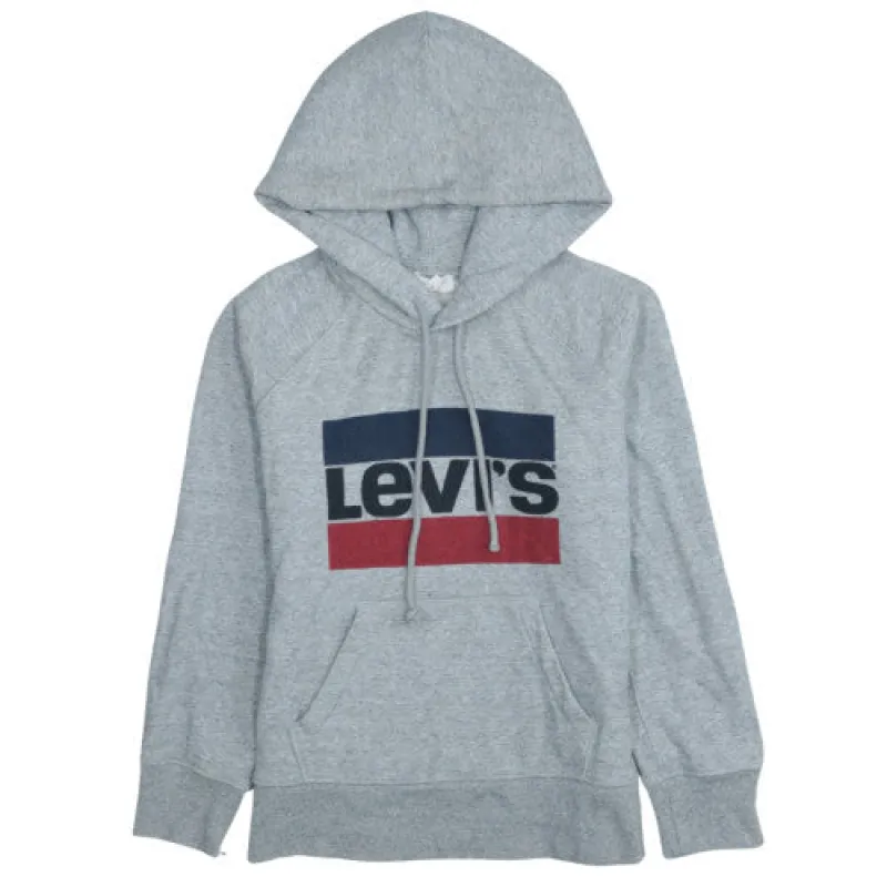 Levi's Grey Hoodie Men's XXS Printed Logo Drawstring Hood Front Pocket Pullover Sweatshirt sold by Vintage Club