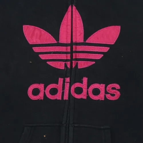 Adidas Black Hoodie Men’s XLarge Pink Trefoil Printed Logo Full Zip Sweatshirt Top sold by Vintage Club product image thumbnail 4
