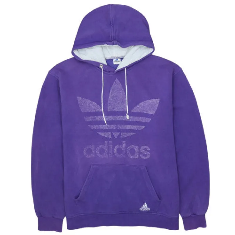 Adidas Purple Hoodie Men's XLarge Trefoil Printed Logo Front Pocket Pullover Sweatshirt sold by Vintage Club