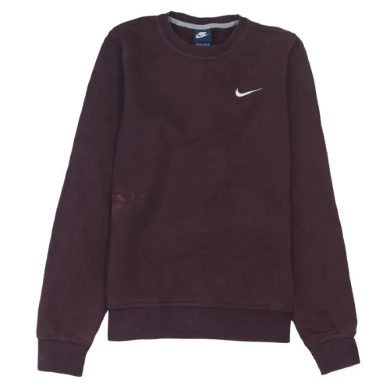 Nike Burgundy Red Sweatshirt Men’s XSmall Embroidered Swoosh Logo Crewneck Pullover Fleece Top made by Nike