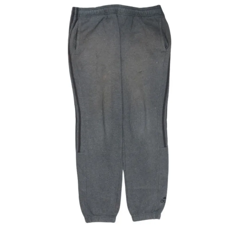 Adidas Dark Grey Joggers Men's Large Fleece Lined Elasticated Cuffs Side Stripe Sweatpants sold by Vintage Club