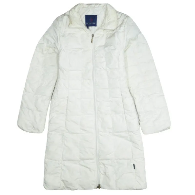 Moncler Cream Long Puffer Coat Women’s XSmall Quilted Zip Front Lightweight Jacket made by Moncler