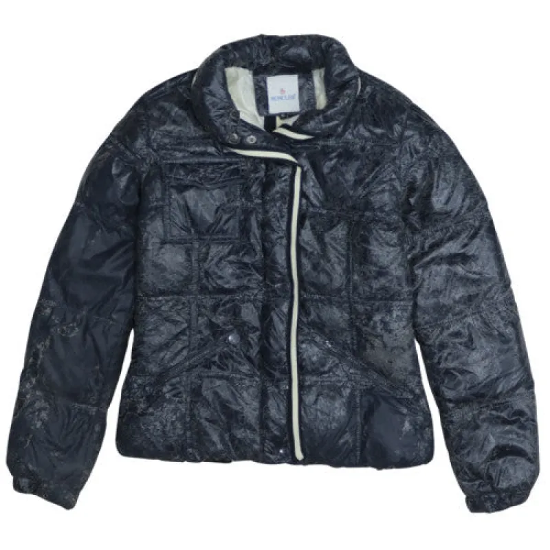 Moncler Black Puffer Jacket Women's XLarge Quilted Zip Pockets High Collar Outerwear Coat sold by Vintage Club