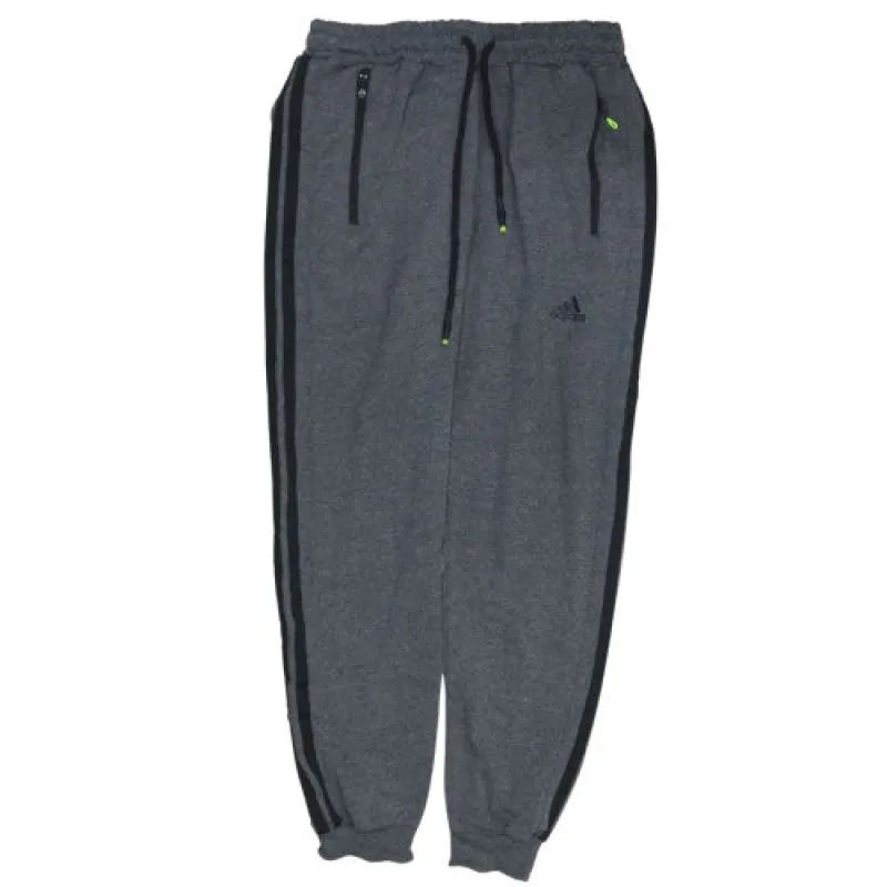 Adidas Dark Grey Joggers Men's Small Zip Pockets Elastic Cuffs Three Stripe Sweatpants sold by Vintage Club