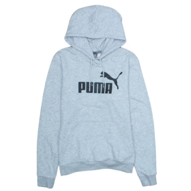 Puma Light Grey Hoodie Women’s Medium Printed Logo Drawstring Hood Front Pocket Pullover sold by Vintage Club