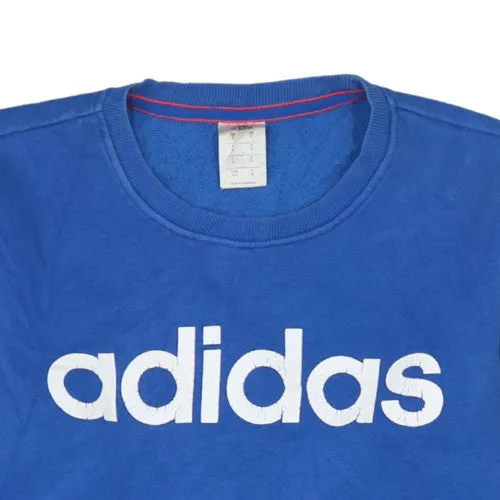 Adidas Blue Sweatshirt Men's Small Printed Logo Red Three Stripe Sleeves Pullover Jumper sold by Vintage Club product image thumbnail 3