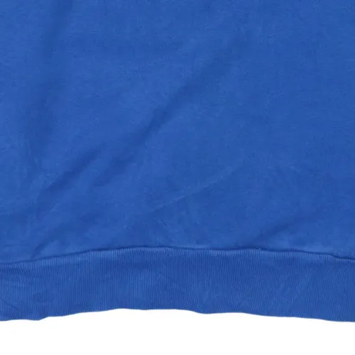 Adidas Blue Sweatshirt Men's Small Printed Logo Red Three Stripe Sleeves Pullover Jumper sold by Vintage Club product image thumbnail 4