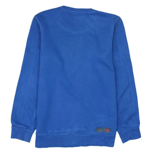 Adidas Blue Sweatshirt Men's Small Printed Logo Red Three Stripe Sleeves Pullover Jumper sold by Vintage Club product image thumbnail 2