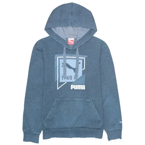 Puma Blue Hoodie Men's Small Printed Logo Drawstring Hood Front Pocket Sweatshirt sold by Vintage Club
