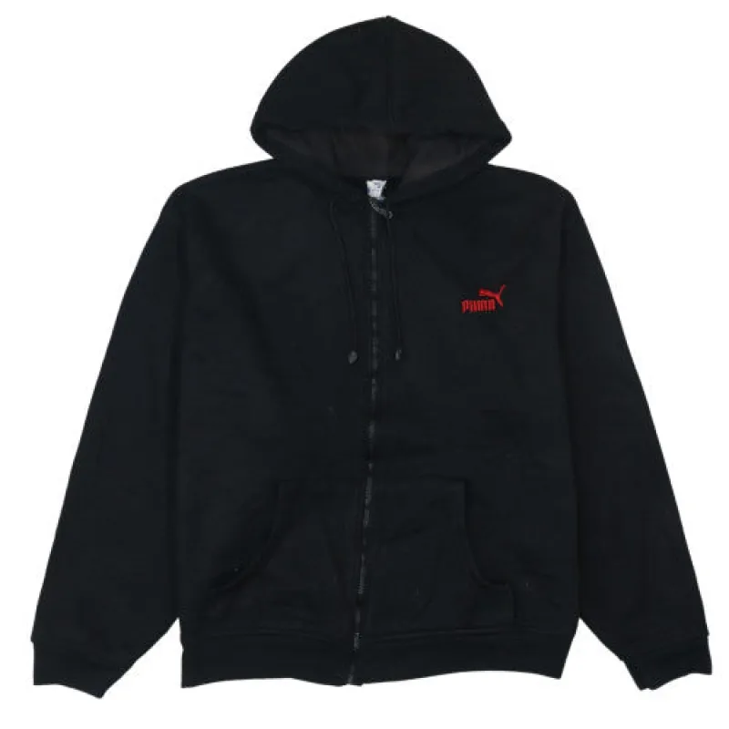 Puma Black Hoodie Women’s XXLarge Red Embroidered Logo Full Zip Casual Sweatshirt sold by Vintage Club