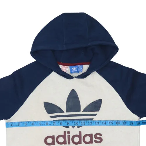 Adidas Cream Navy Hoodie Women's Large Trefoil Printed Logo Raglan Sleeves Pullover Sweatshirt sold by Vintage Club product image thumbnail 5