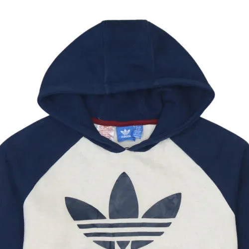 Adidas Cream Navy Hoodie Women's Large Trefoil Printed Logo Raglan Sleeves Pullover Sweatshirt sold by Vintage Club product image thumbnail 3