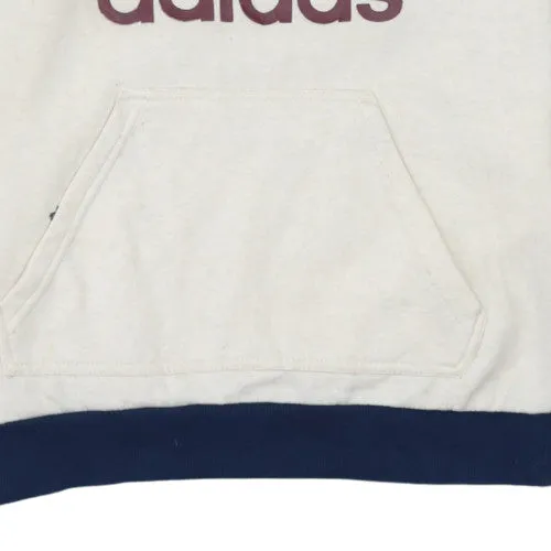 Adidas Cream Navy Hoodie Women's Large Trefoil Printed Logo Raglan Sleeves Pullover Sweatshirt sold by Vintage Club product image thumbnail 4