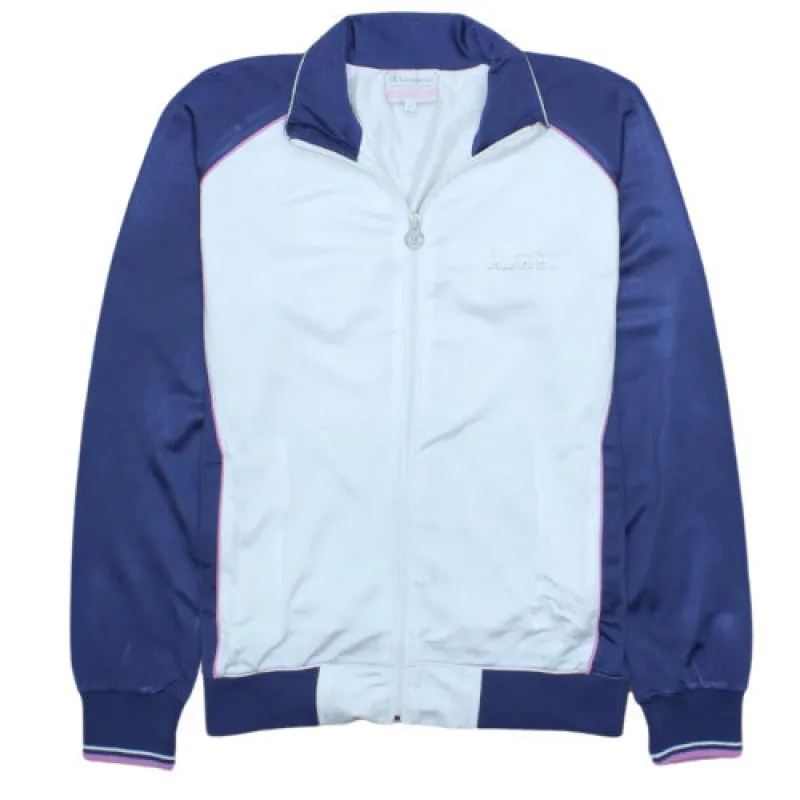 Champion White Navy Jacket Men's Medium Full Zip Track Top Embroidered Logo made by Champion