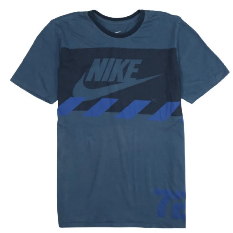 Nike Dark Blue T Shirt Men’s Medium Printed Logo Graphic Panel Casual Top Tee sold by Vintage Club